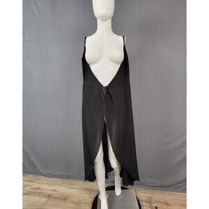 Show Me Your Mumu Black Maxi Dress M Plunge Neck Slip Aesthetic